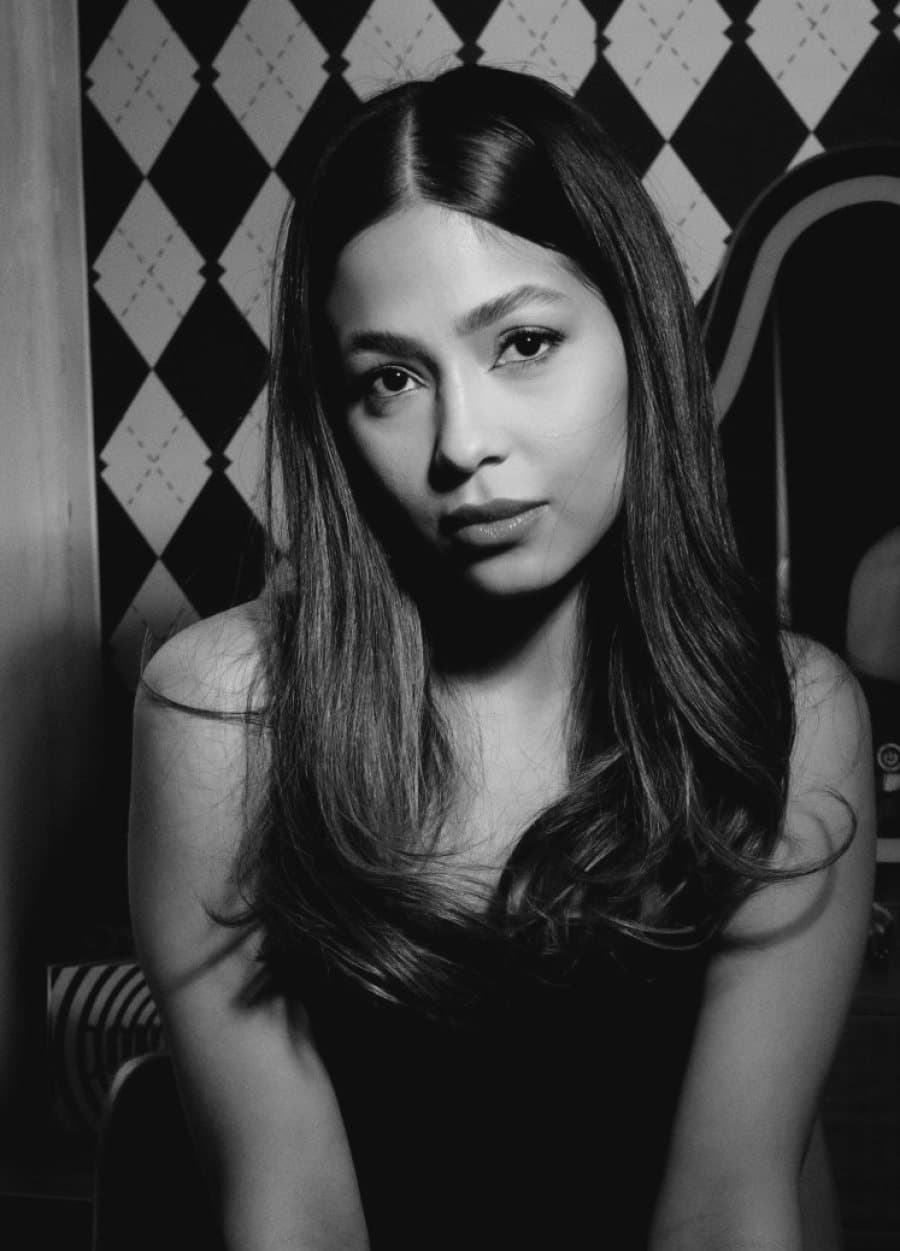 Retrato de Kimberlyn Vera en blanco y negro
